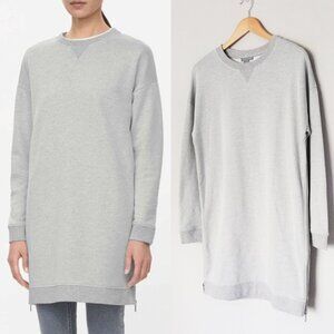 NEW Cos Crewneck Pullover Sweatshirt Tunic Dress Side Zipper Grey Cotton Blend S